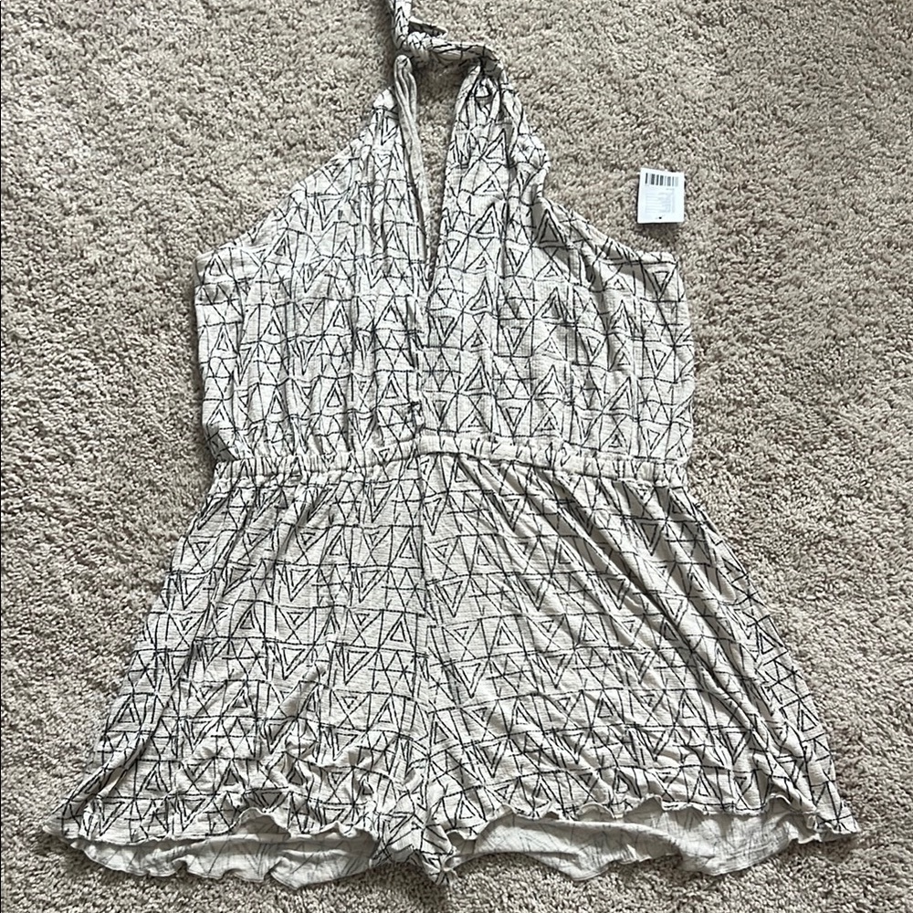 Geometric Patterned Halter Romper